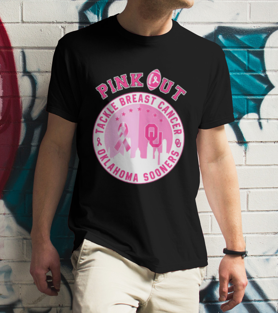 Oklahoma Sooners Pink Out Tackle Breast Cancer Football NCAA T-Shirt
