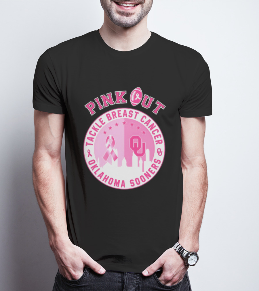 Oklahoma Sooners Pink Out Tackle Breast Cancer Football NCAA T-Shirt