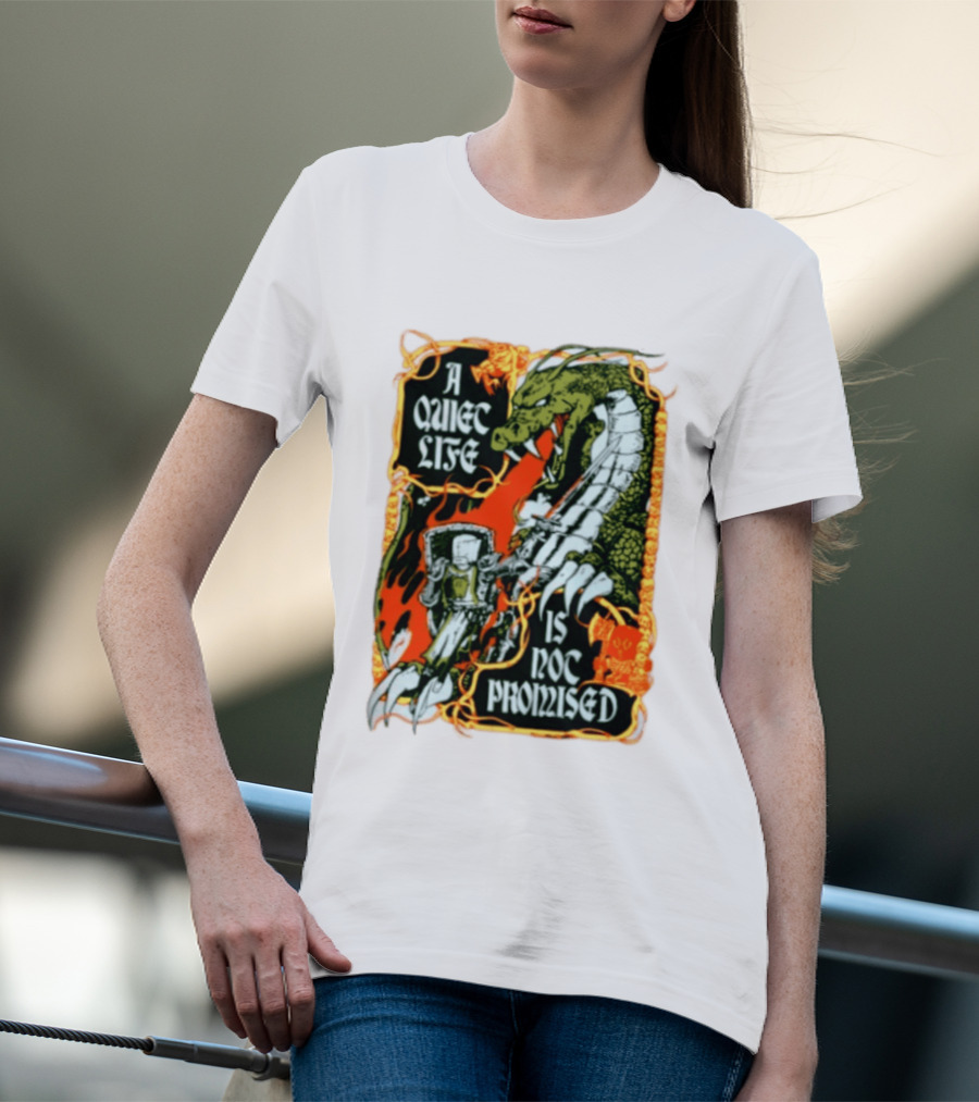 A Quiet Life Is Not Promised Dragon Knight Vintage Fantasy Adventure Scene T-Shirt