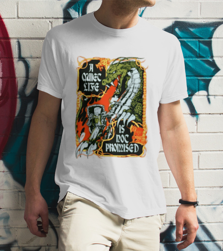 A Quiet Life Is Not Promised Dragon Knight Vintage Fantasy Adventure Scene T-Shirt