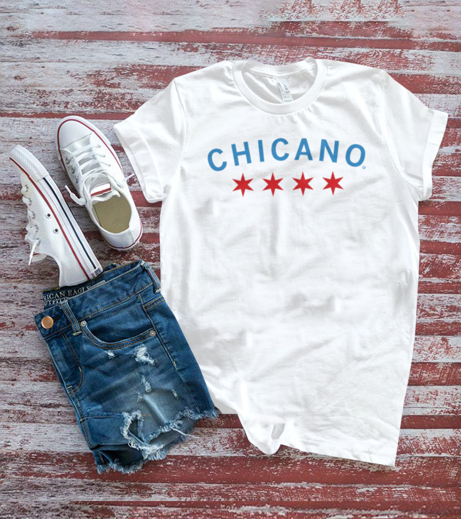 Chicano Chicago Stars Iconic Red And Blue T-Shirt