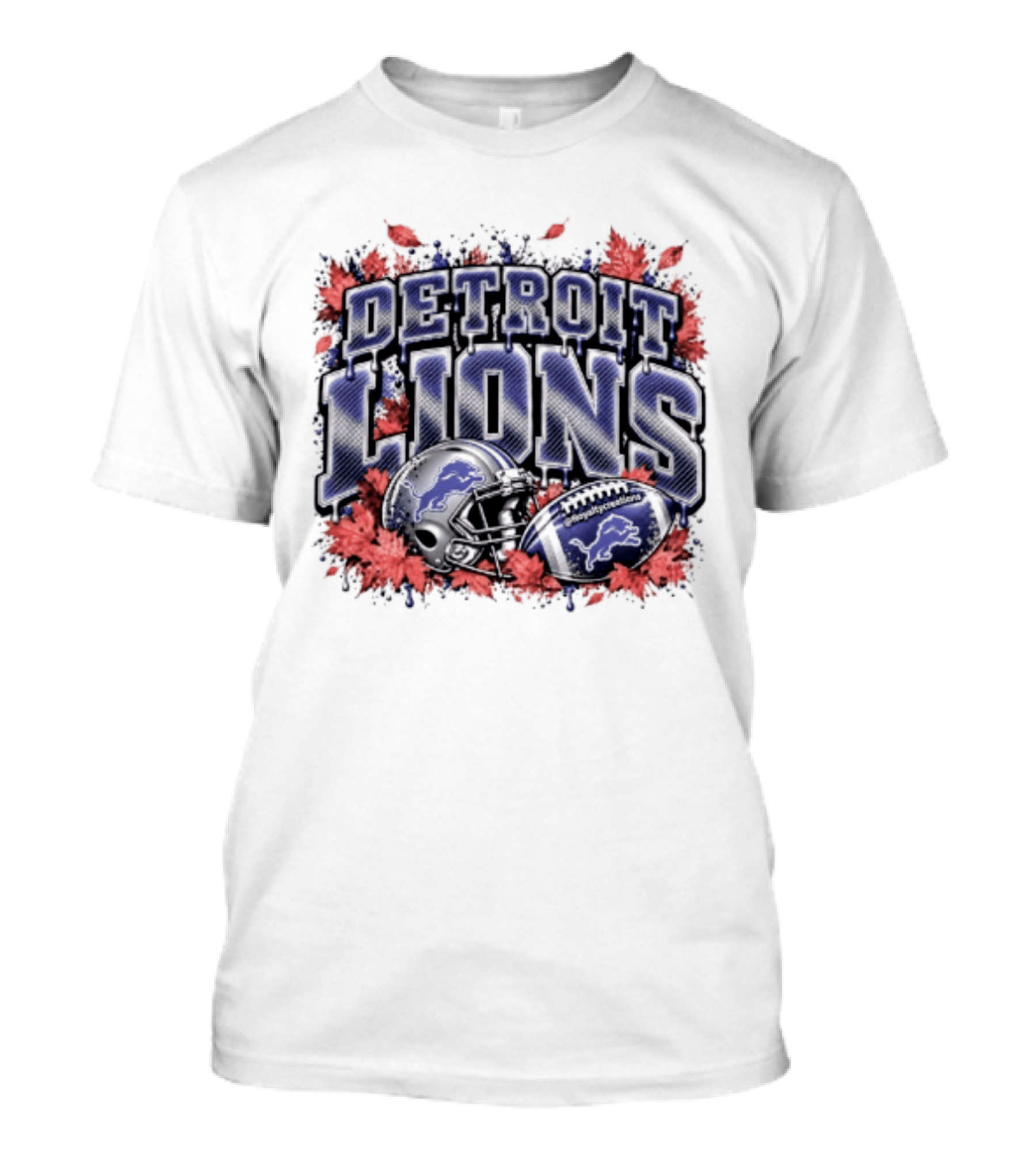Detroit Lions Football Helmet Autumn Leaves Halloween 2026 T-Shirt