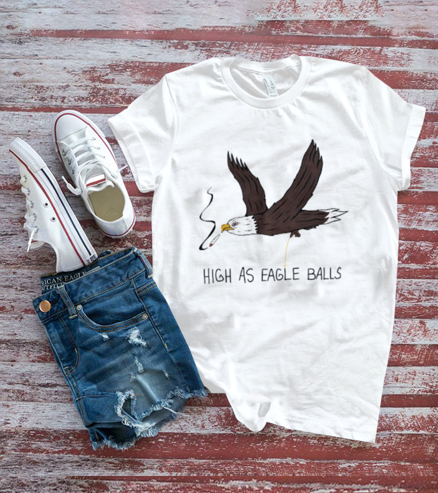 High As Eagle Balls Smoking Eagle Meme T-Shirt