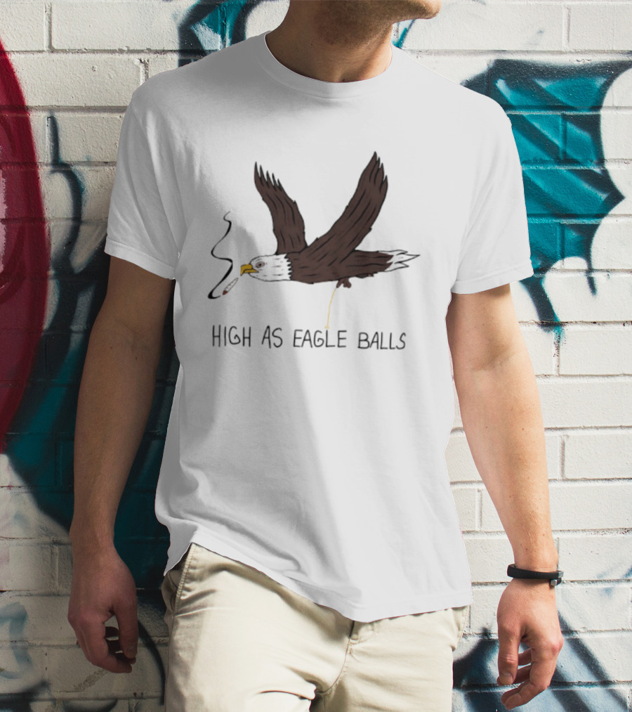 High As Eagle Balls Smoking Eagle Meme T-Shirt
