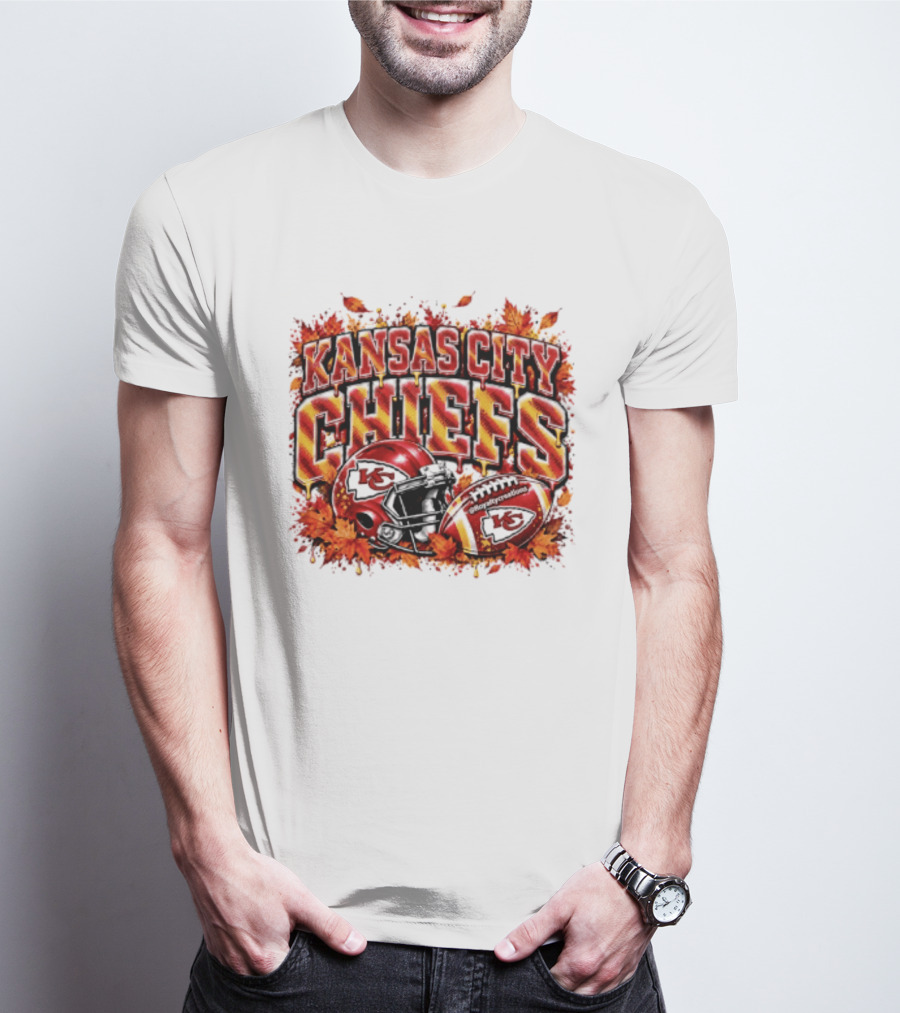 Kansas City Chiefs Football Helmet Autumn Leaves 2026 T-Shirt