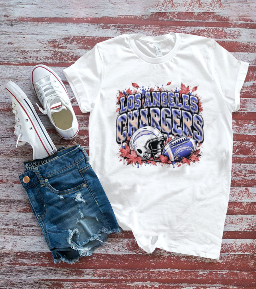 Los Angeles Chargers Football Helmet Autumn Leaves 2026 T-Shirt
