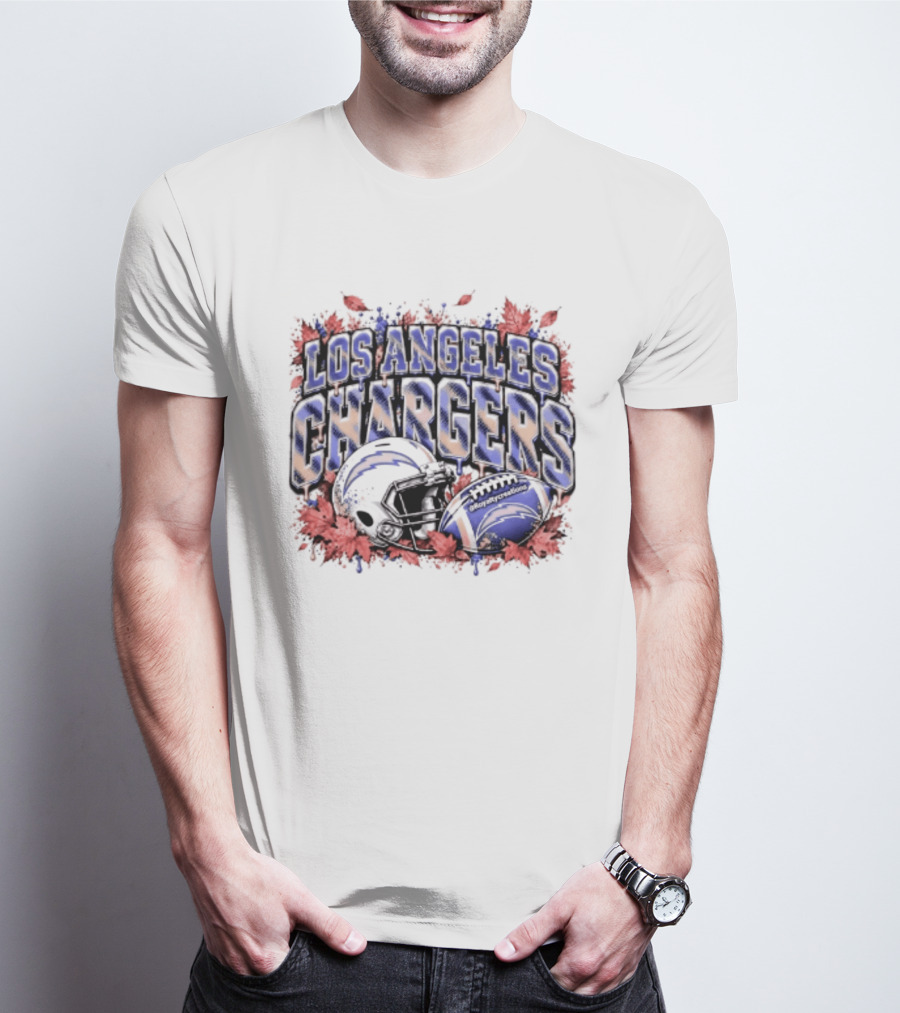 Los Angeles Chargers Football Helmet Autumn Leaves 2026 T-Shirt