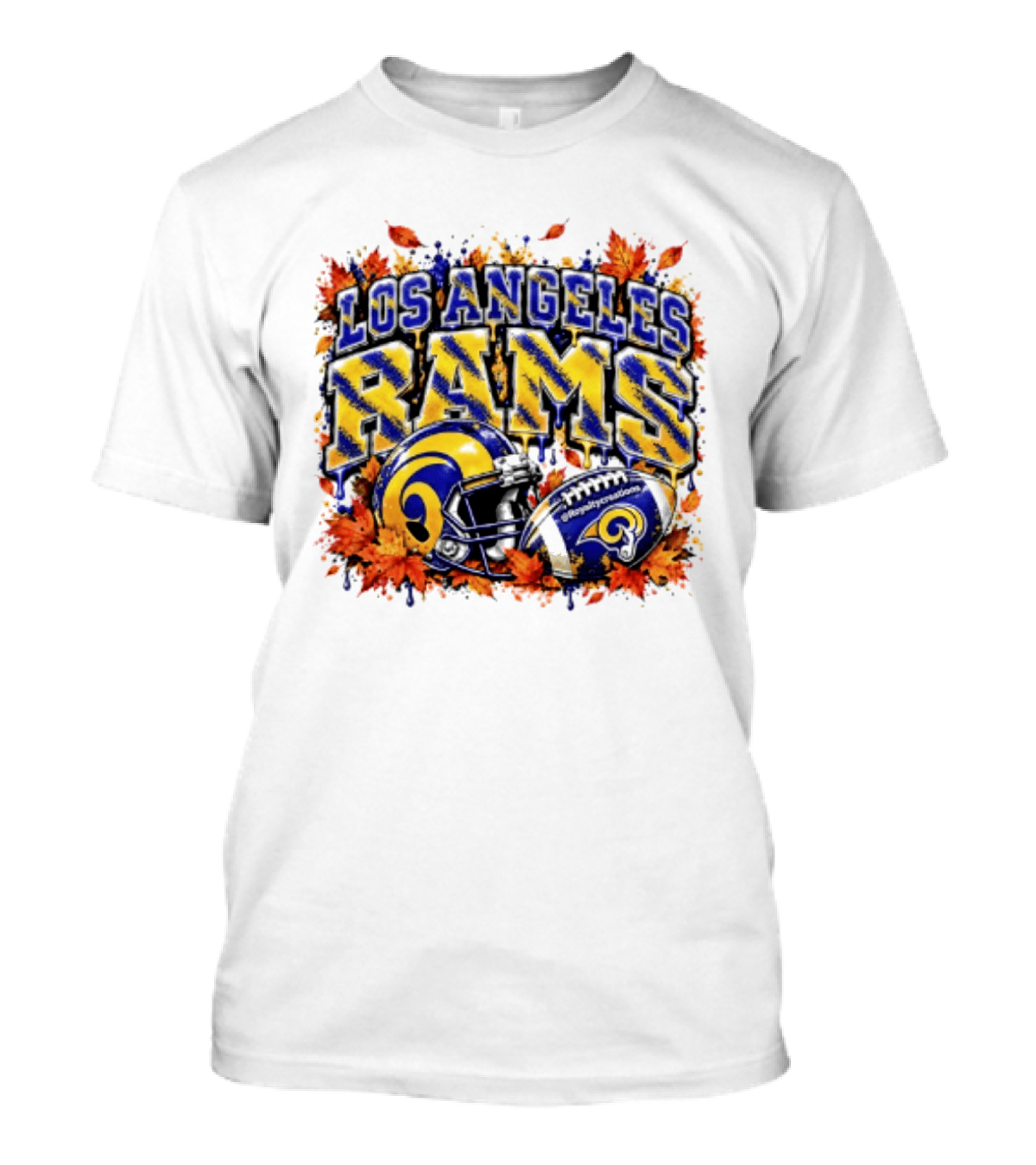 Los Angeles Rams Helmet Autumn Leaves Halloween 2026 T-Shirt