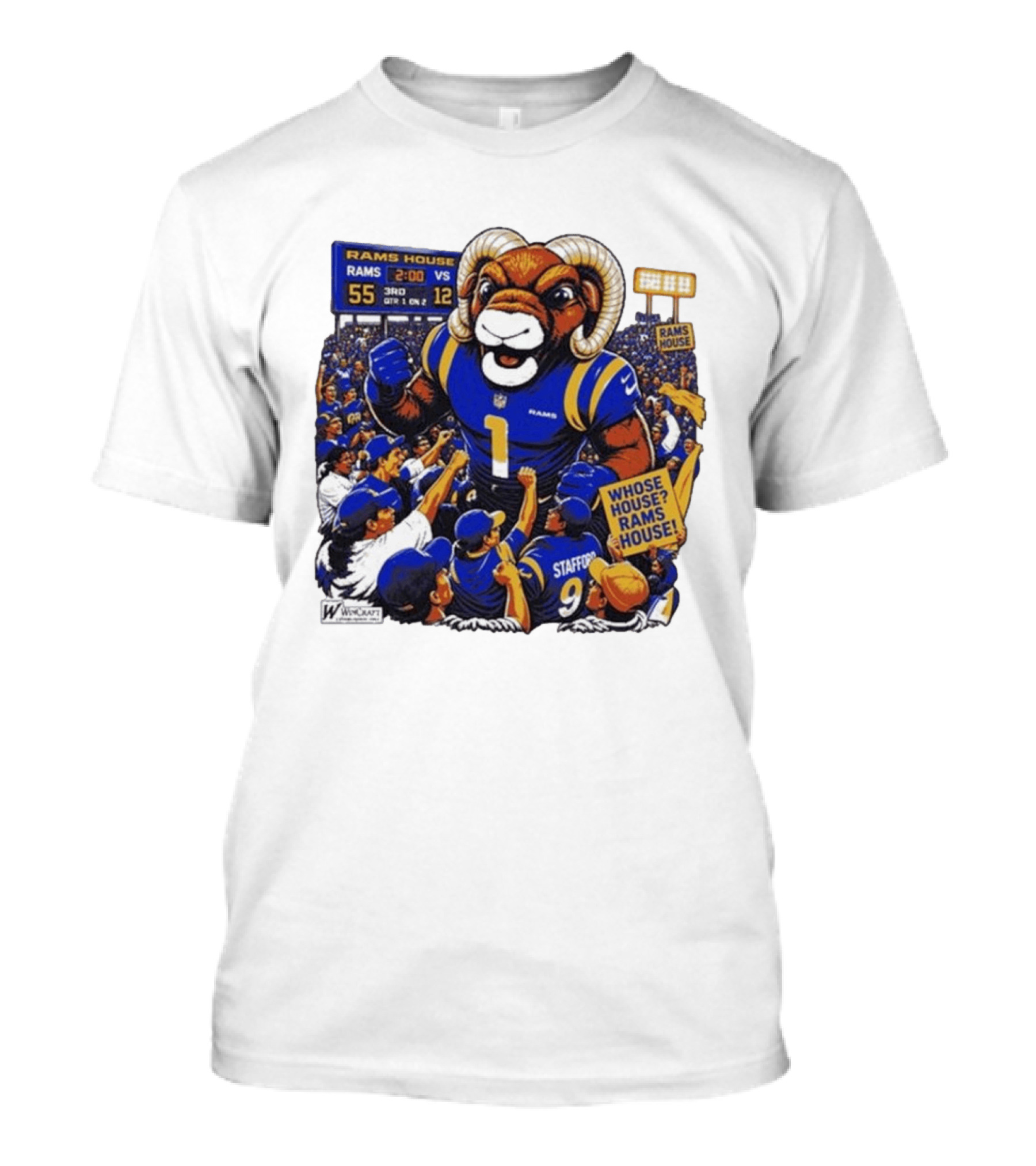 Rams House Rampage Cartoon Scoreboard Los Angeles Whose House T-Shirt