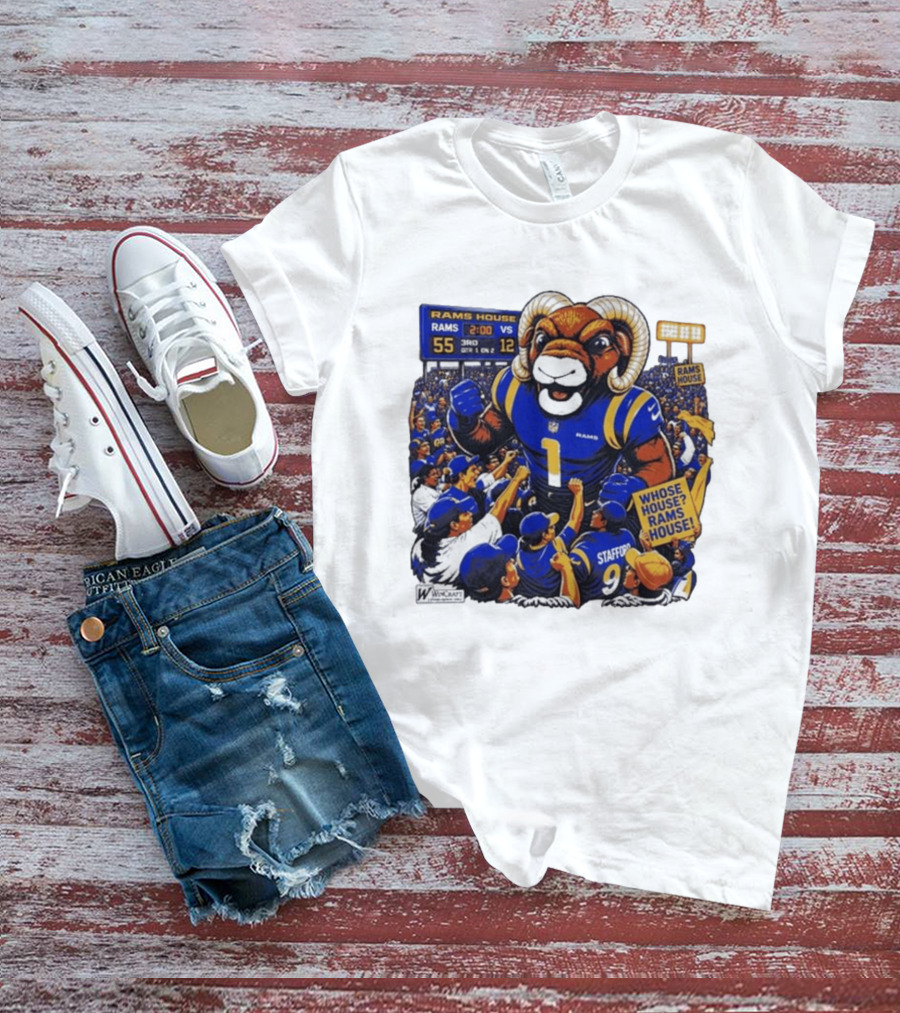 Rams House Rampage Cartoon Scoreboard Los Angeles Whose House T-Shirt