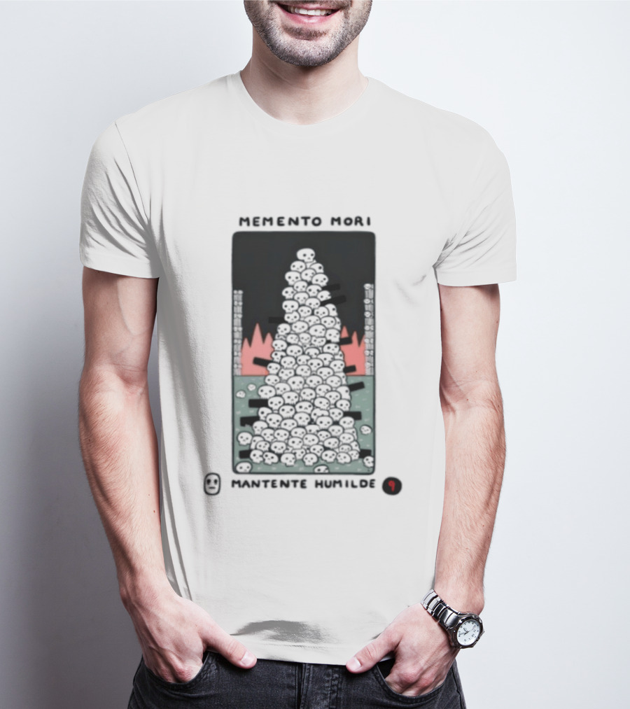 Memento Mori Mantente Humilde Stoicism Skull Pyramid Flames T-Shirt