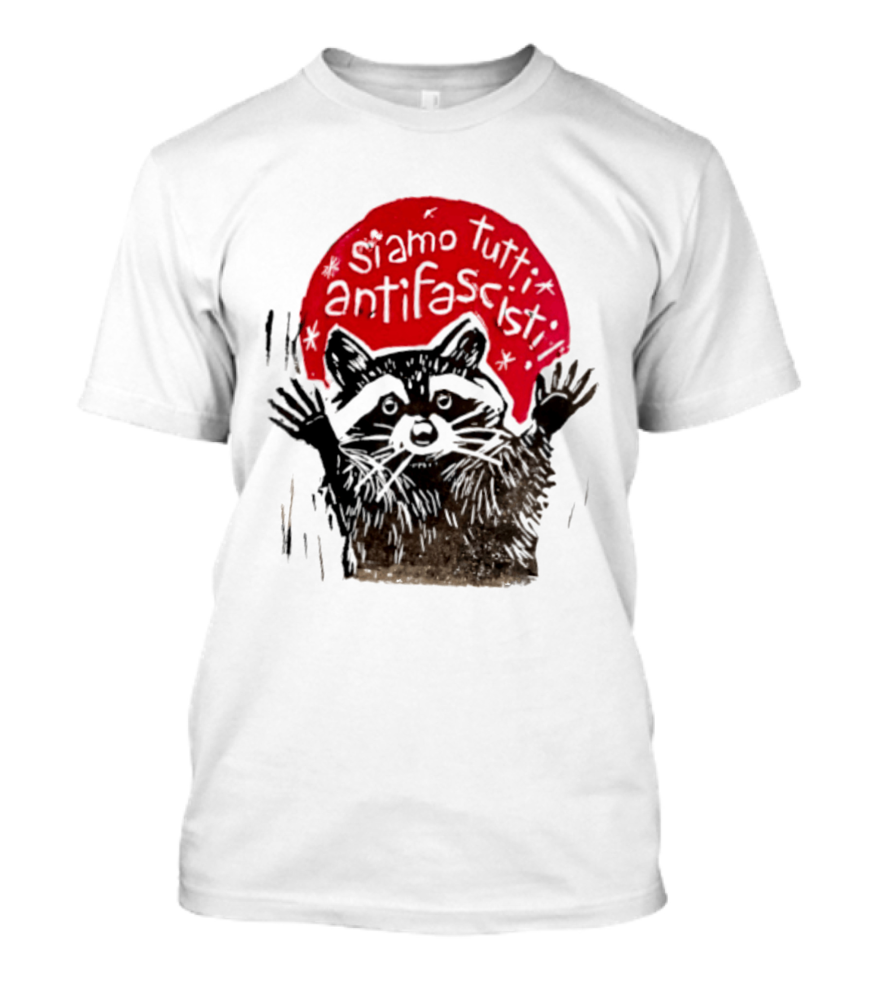 Siamo Tutti Antifascisti Raccoon Image T-Shirt
