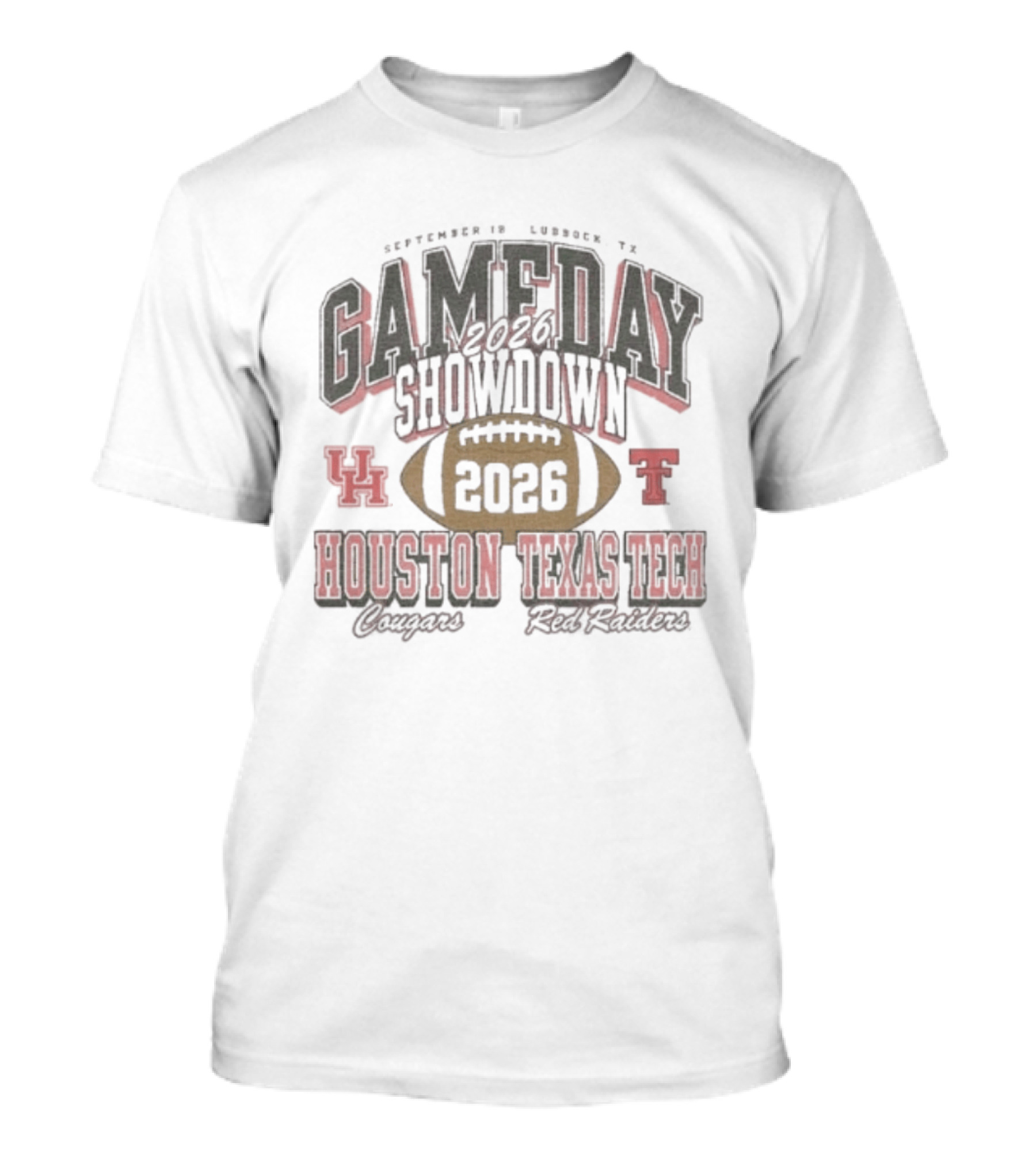 2026 Gameday Showdown Houston Cougars Vs Texas Tech Red Raiders Football T-Shirt