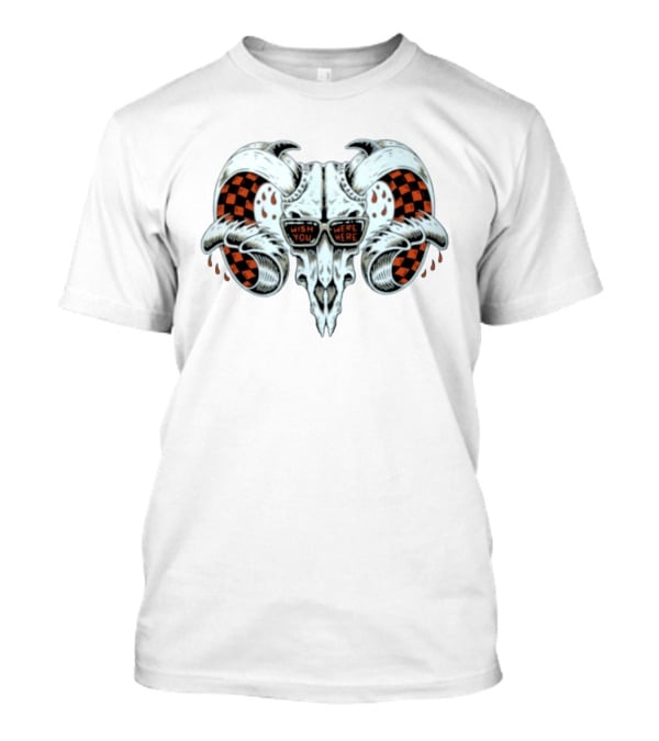 Wish You Were Here Ram Skull Pink Floyd Sunglasses Checkerboard T-Shirt
