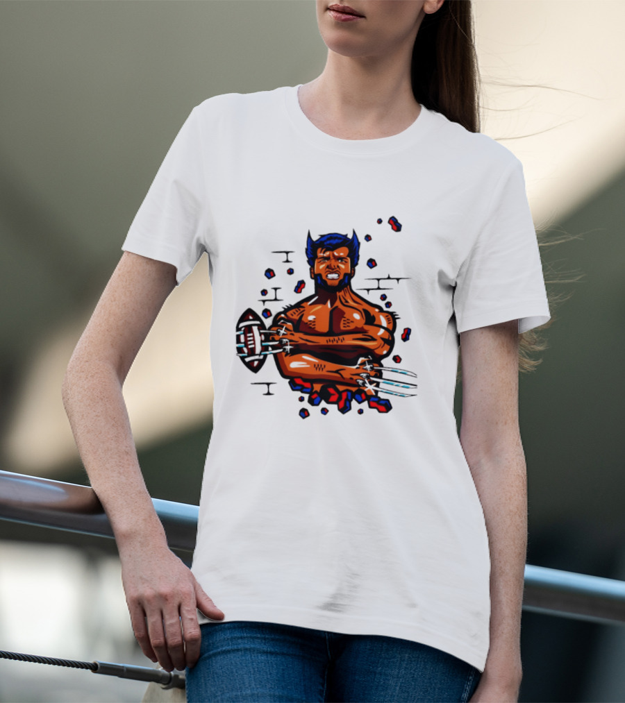 Marvel Wolverine Football Caricature Bold Comic T-Shirt