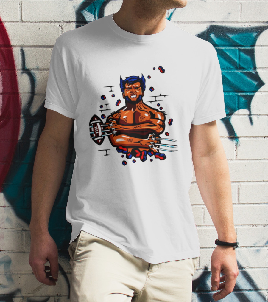 Marvel Wolverine Football Caricature Bold Comic T-Shirt