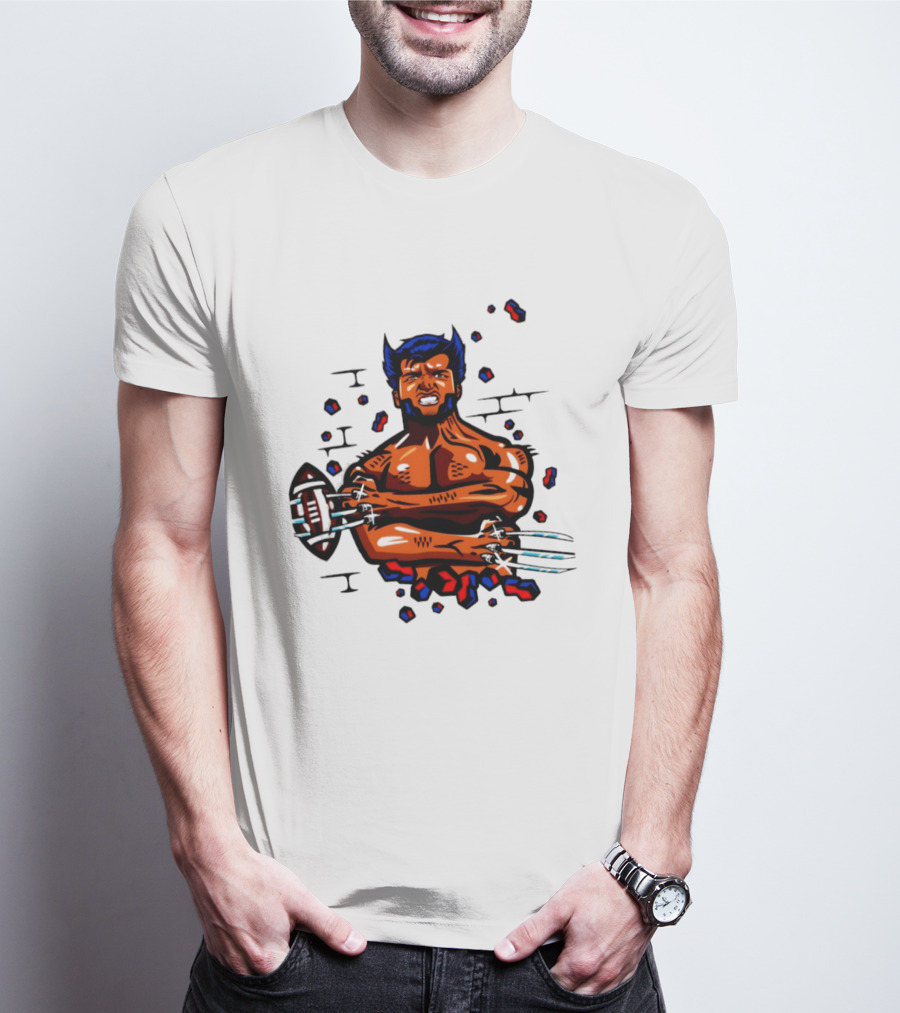 Marvel Wolverine Football Caricature Bold Comic T-Shirt