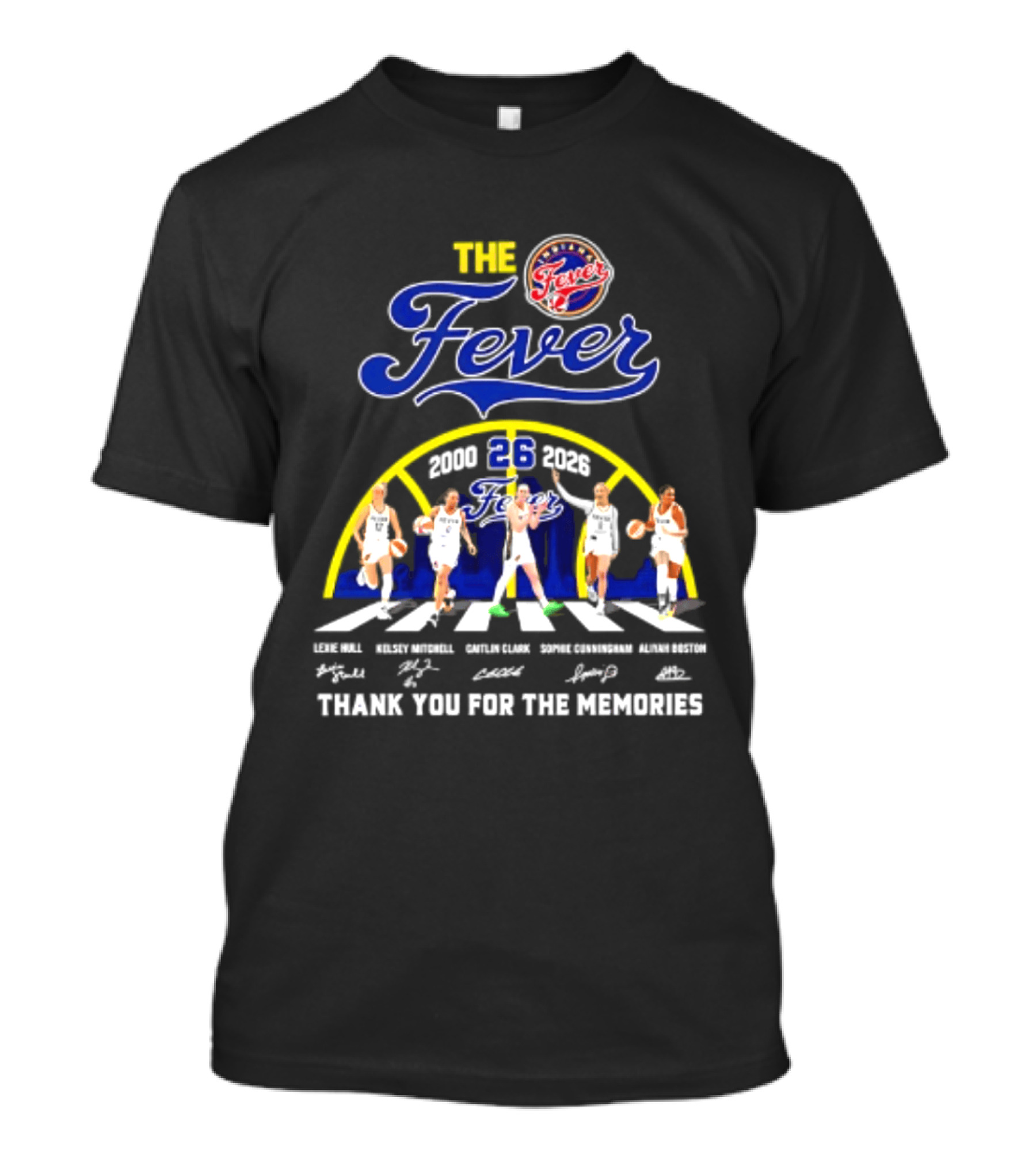 Indiana Fever 2000 2026 Thank You For The Memories Abbey Road Larkins Wheeler Vivians Robinson Mccowan Signatures T-Shirt