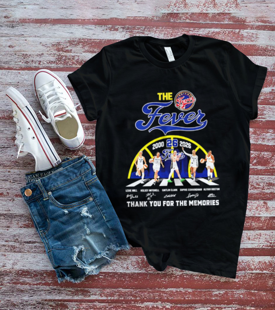 Indiana Fever 2000 2026 Thank You For The Memories Abbey Road Larkins Wheeler Vivians Robinson Mccowan Signatures T-Shirt