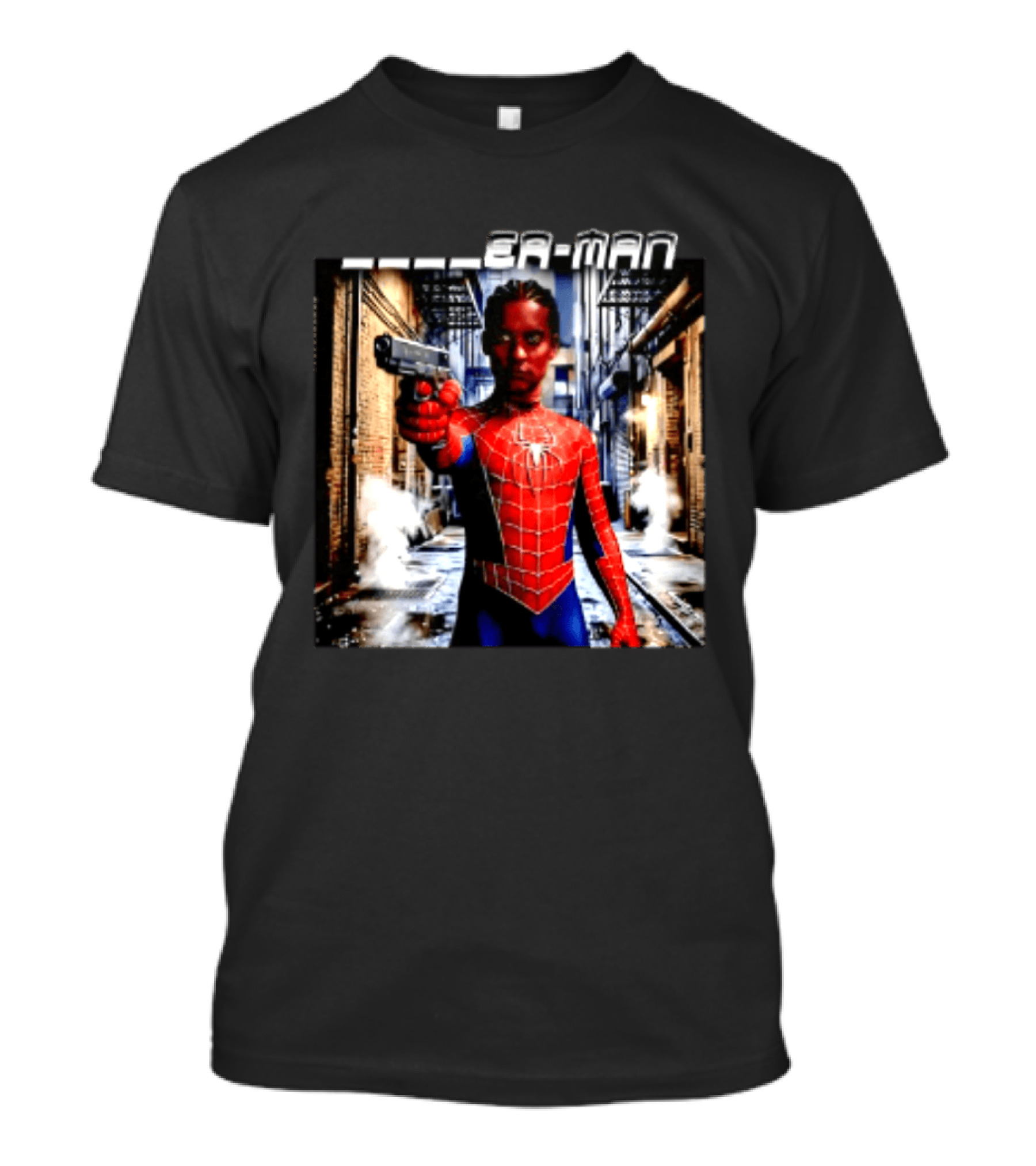 Tobey Maguire Spider Man Marvel Superhero Meme Gun Alley Scene T-Shirt