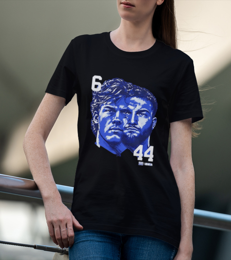 Jaxson Dart Cam Skattebo 6 44 New York Giants Face Morph Sports Fan T-Shirt