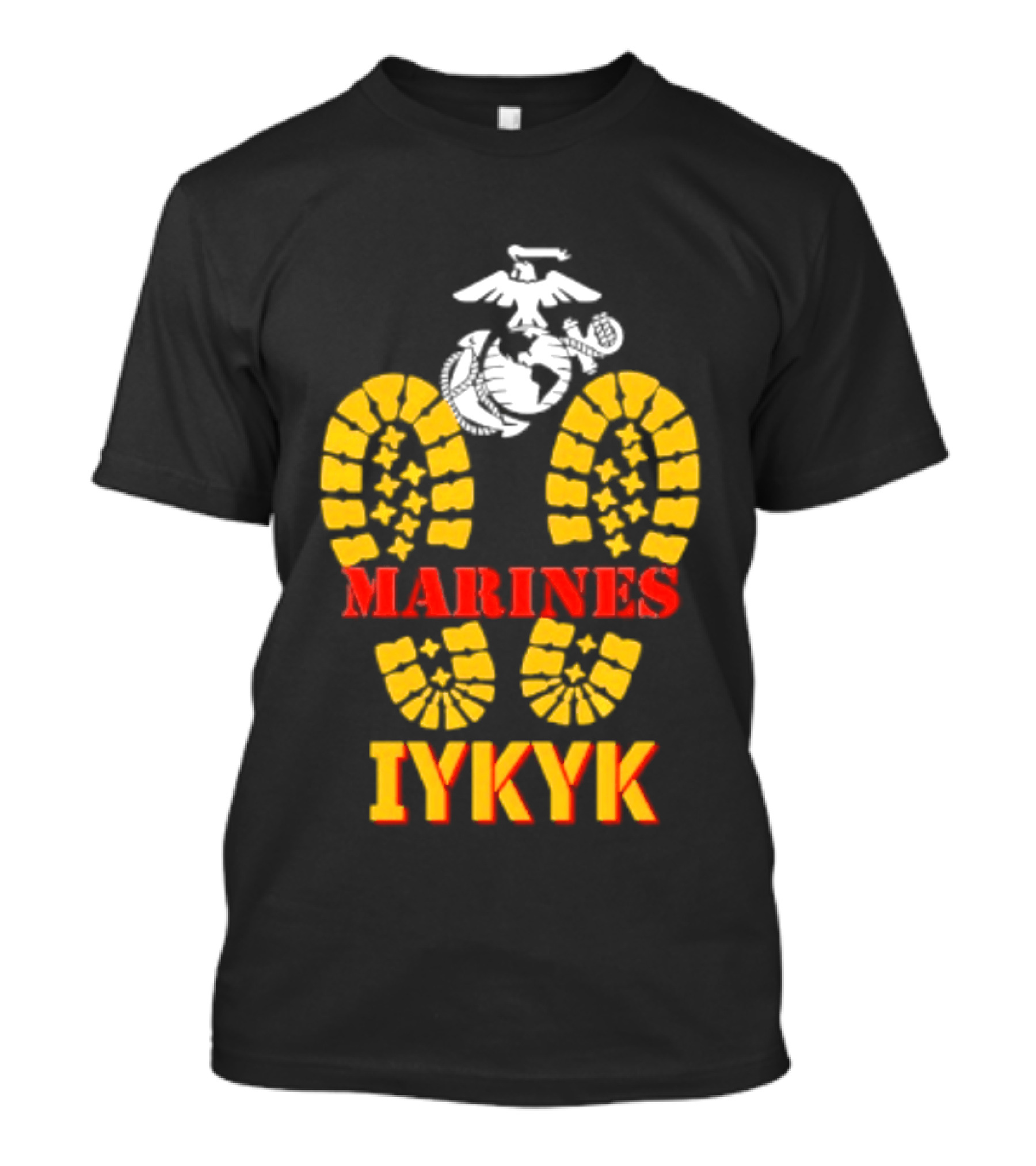 Marines IYKYK USMC Eagle Globe Anchor Boot Print T-Shirt