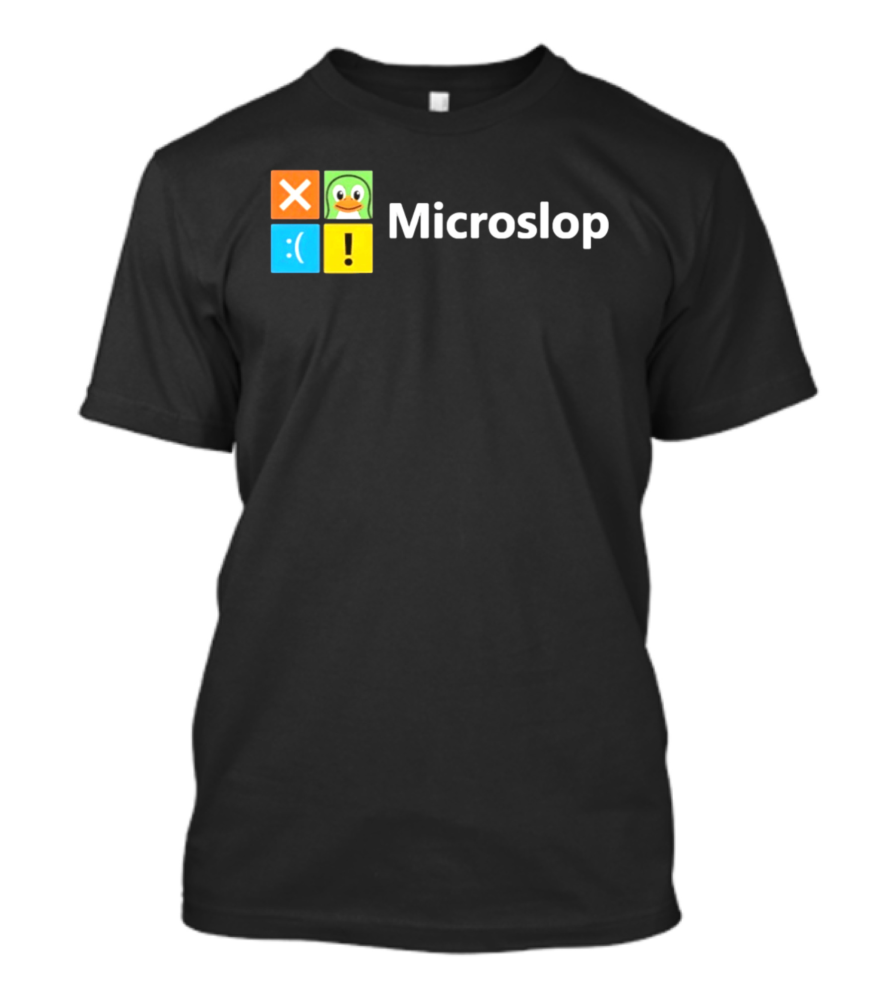 Microslop Parody Tech Developer Icons Linux Microsoft Windows T-Shirt