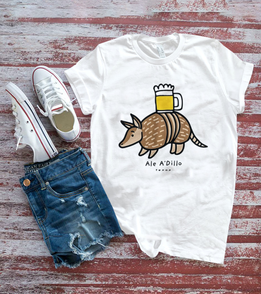 Ale A'Dillo Texas Armadillo With Beer T-Shirt