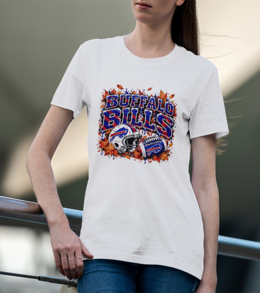 Buffalo Bills Helmet Fall Leaves Football Spirit T-Shirt