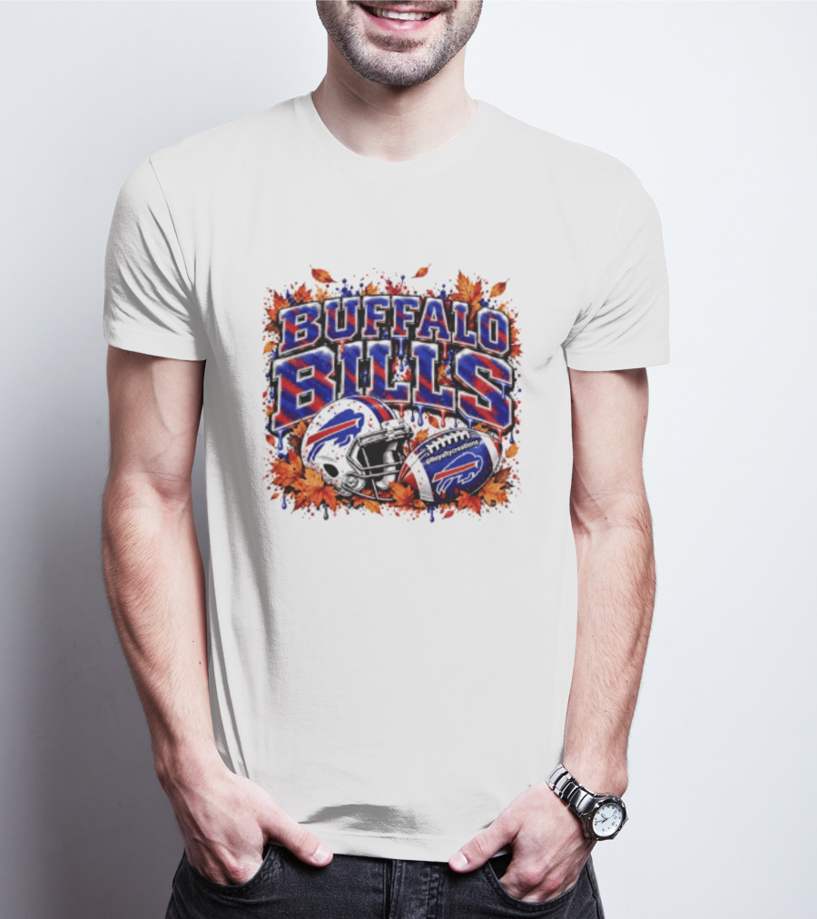 Buffalo Bills Helmet Fall Leaves Football Spirit T-Shirt