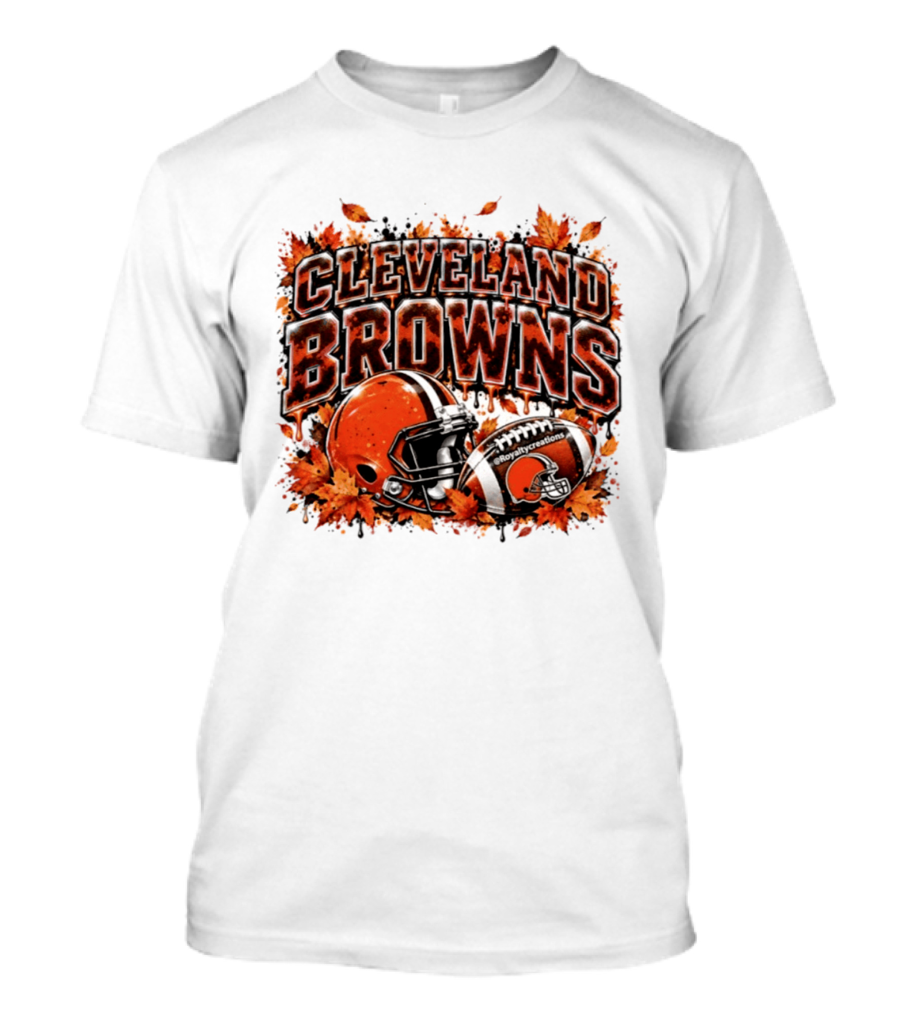 Cleveland Browns Football Helmet Autumn Leaves Halloween 2026 T-Shirt