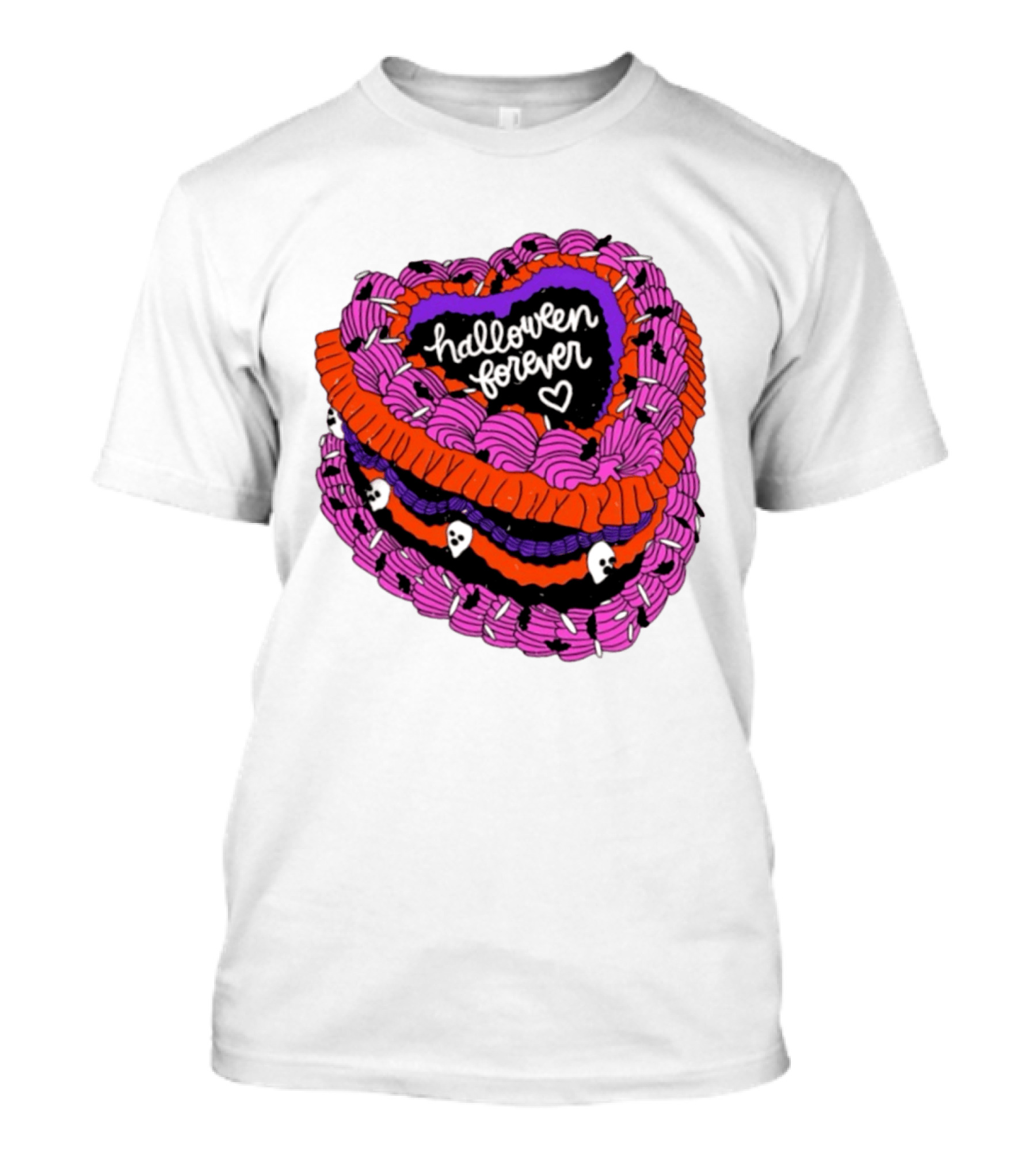 Halloween Forever Heart Cake Spooky Goth Aesthetic Skeleton Decor T-Shirt
