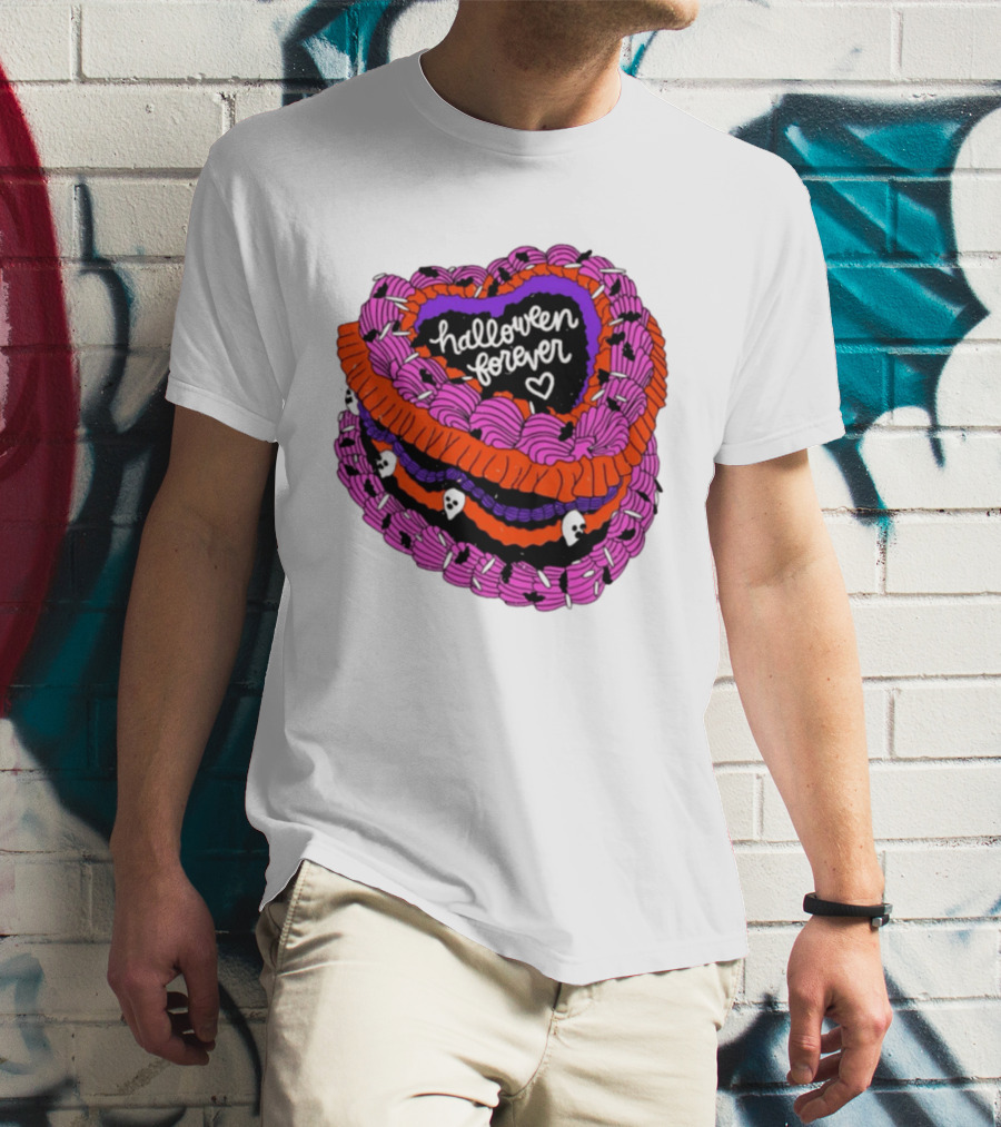 Halloween Forever Heart Cake Spooky Goth Aesthetic Skeleton Decor T-Shirt