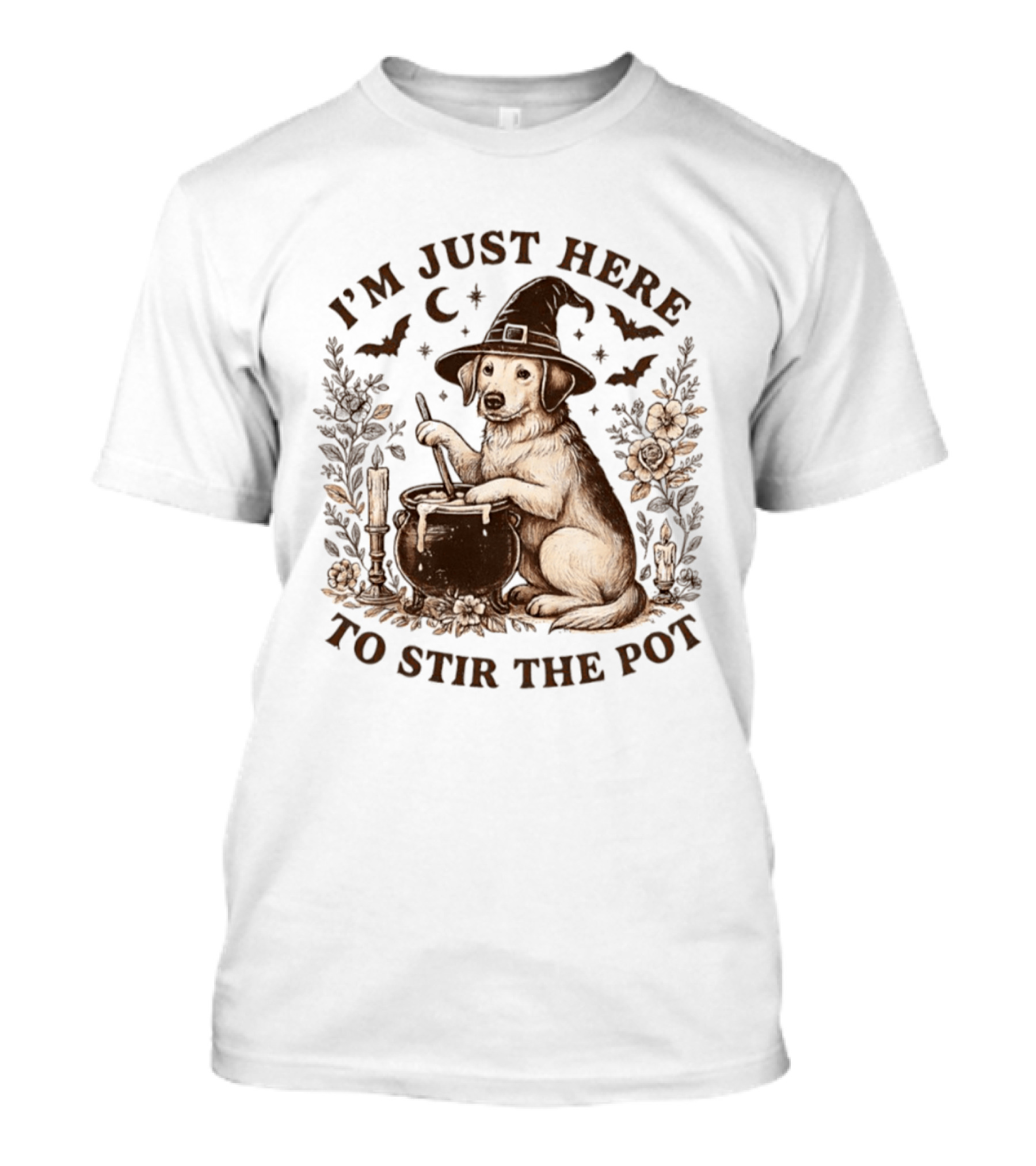 I'm Just Here To Stir The Pot Witch Dog Halloween T-Shirt