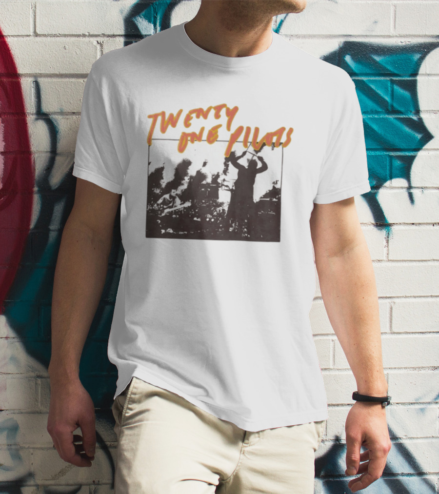 Twenty One Pilots Live Photo Silhouette Drummer Stage Performance T-Shirt
