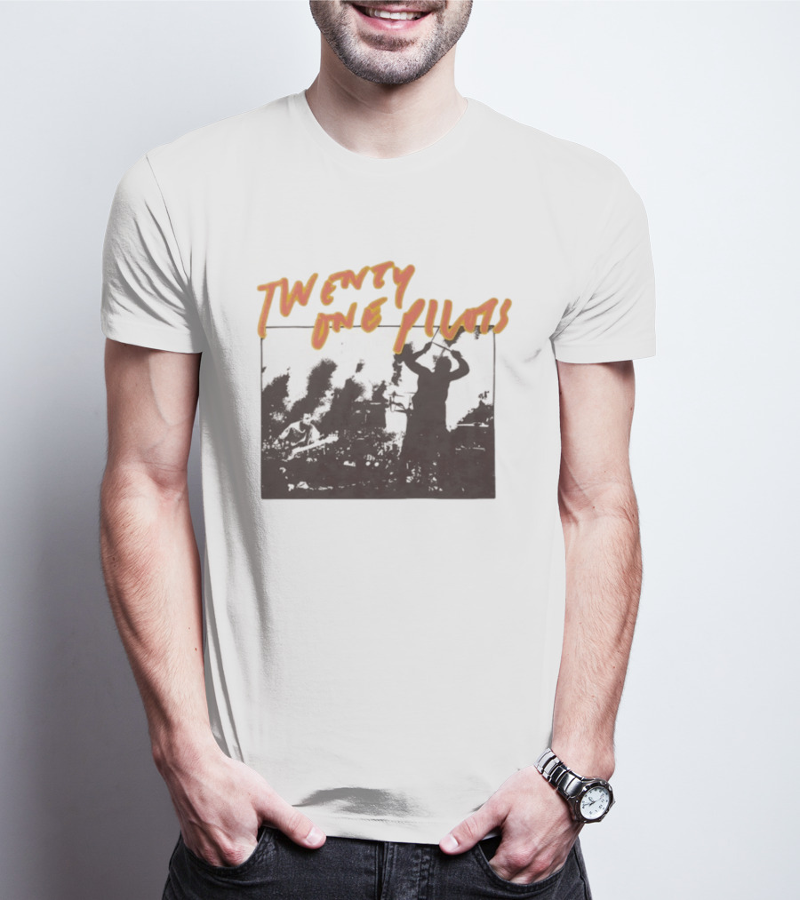 Twenty One Pilots Live Photo Silhouette Drummer Stage Performance T-Shirt