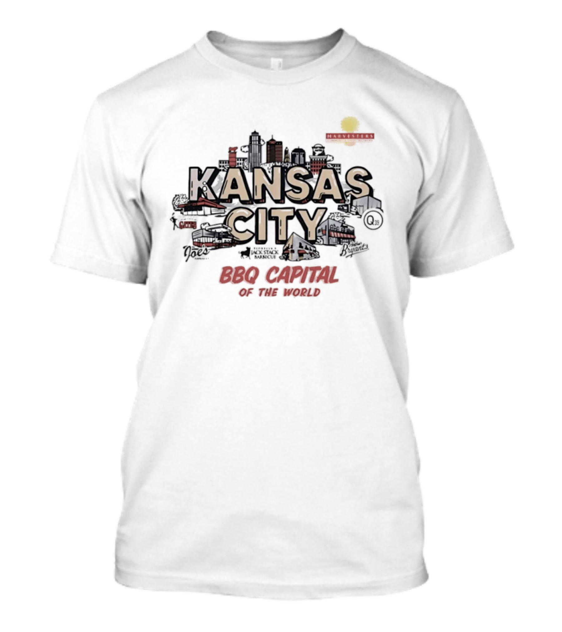 Kansas City BBQ Capital Of The World Skyline Retro Sun T-Shirt