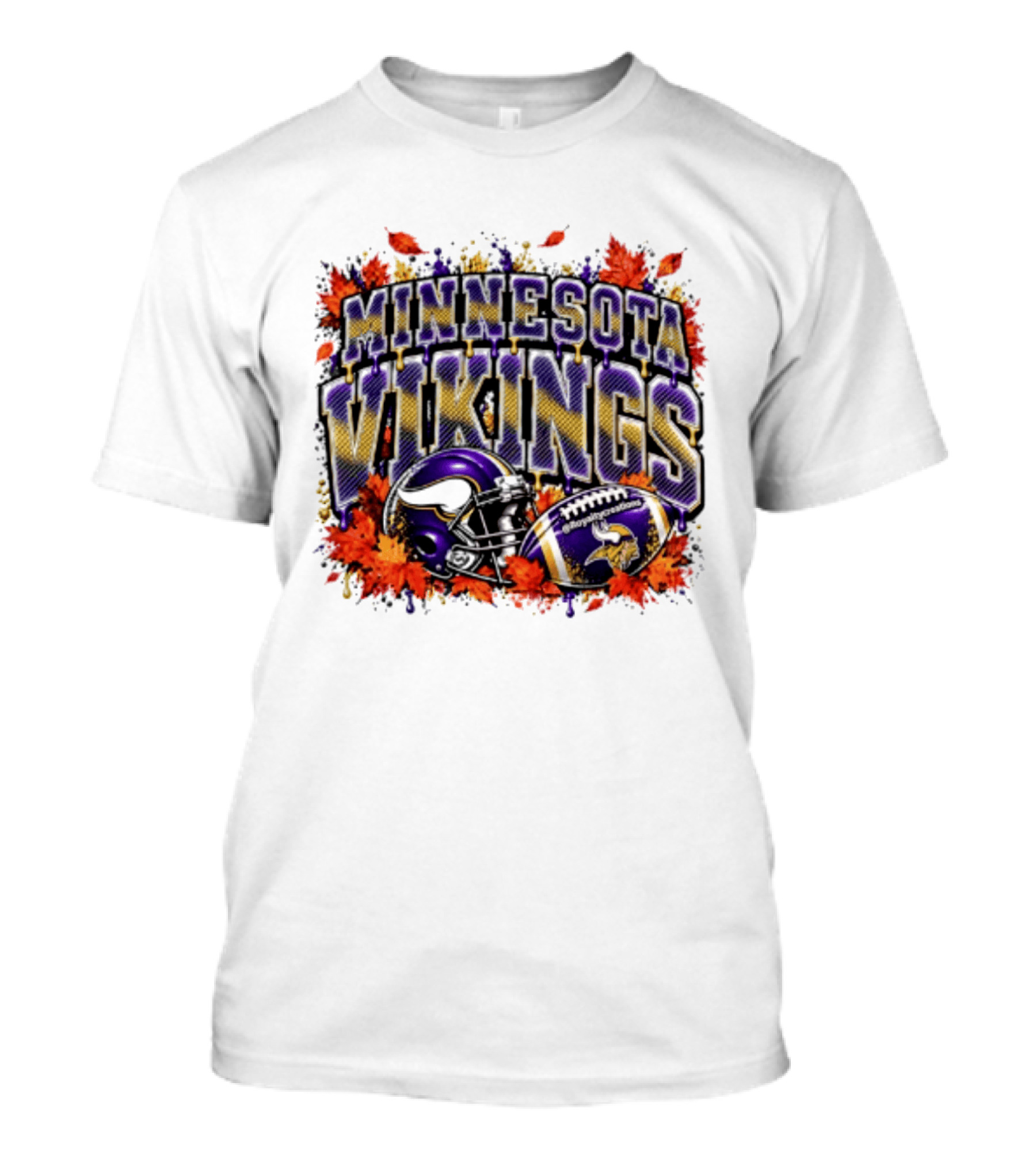 Minnesota Vikings Football Helmet Autumn Leaves Halloween 2026 T-Shirt