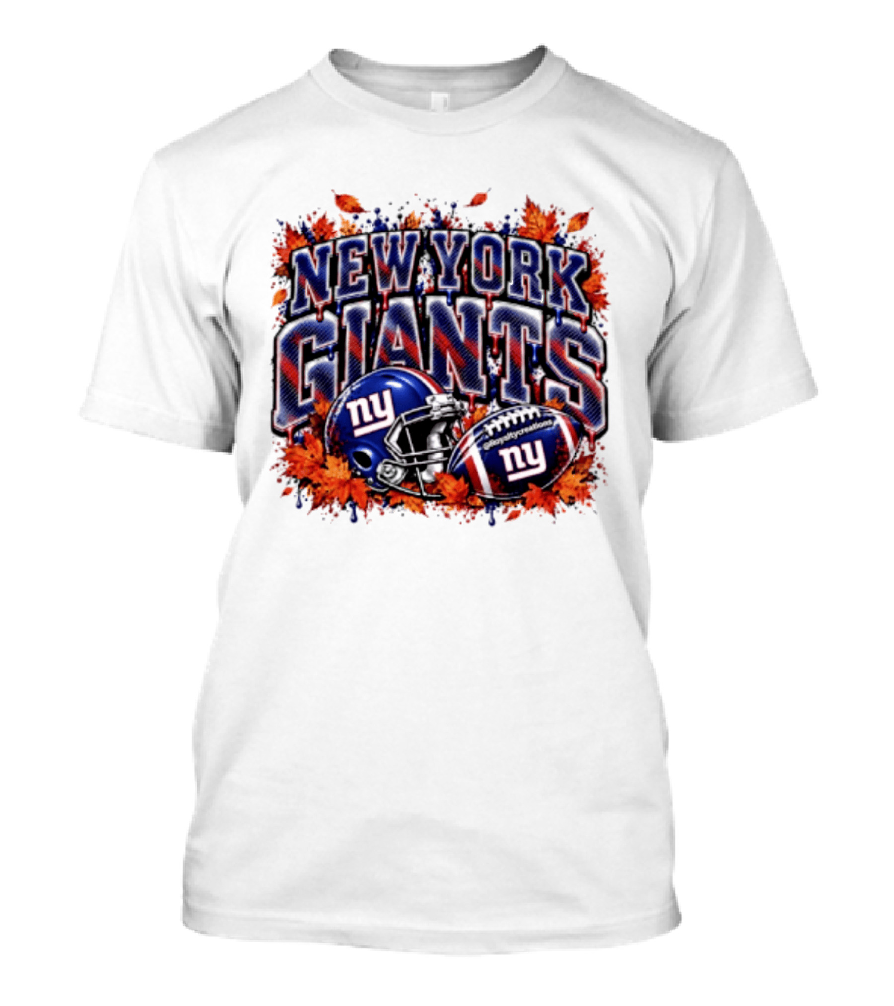 New York Giants Football Helmet Autumn Leaves Halloween 2026 T-Shirt
