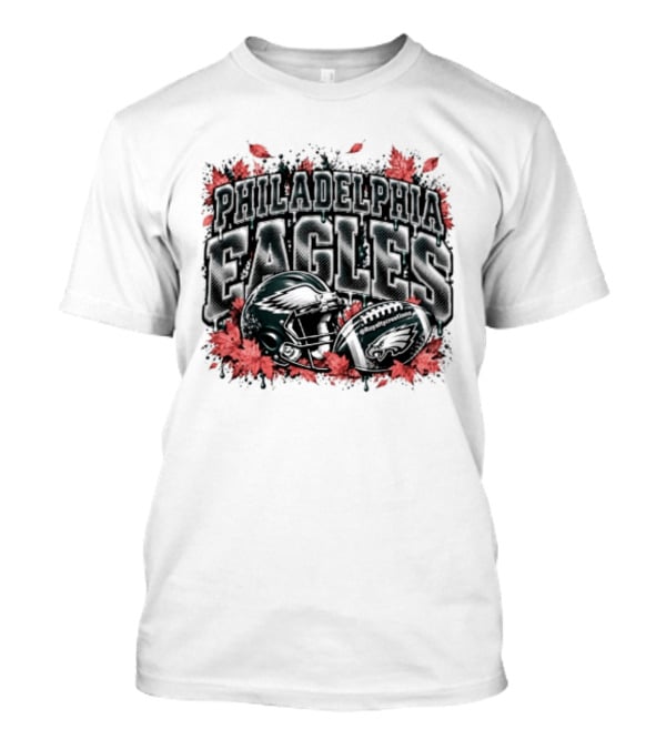 Philadelphia Eagles Football Helmet Autumn Leaves Halloween 2026 T-Shirt