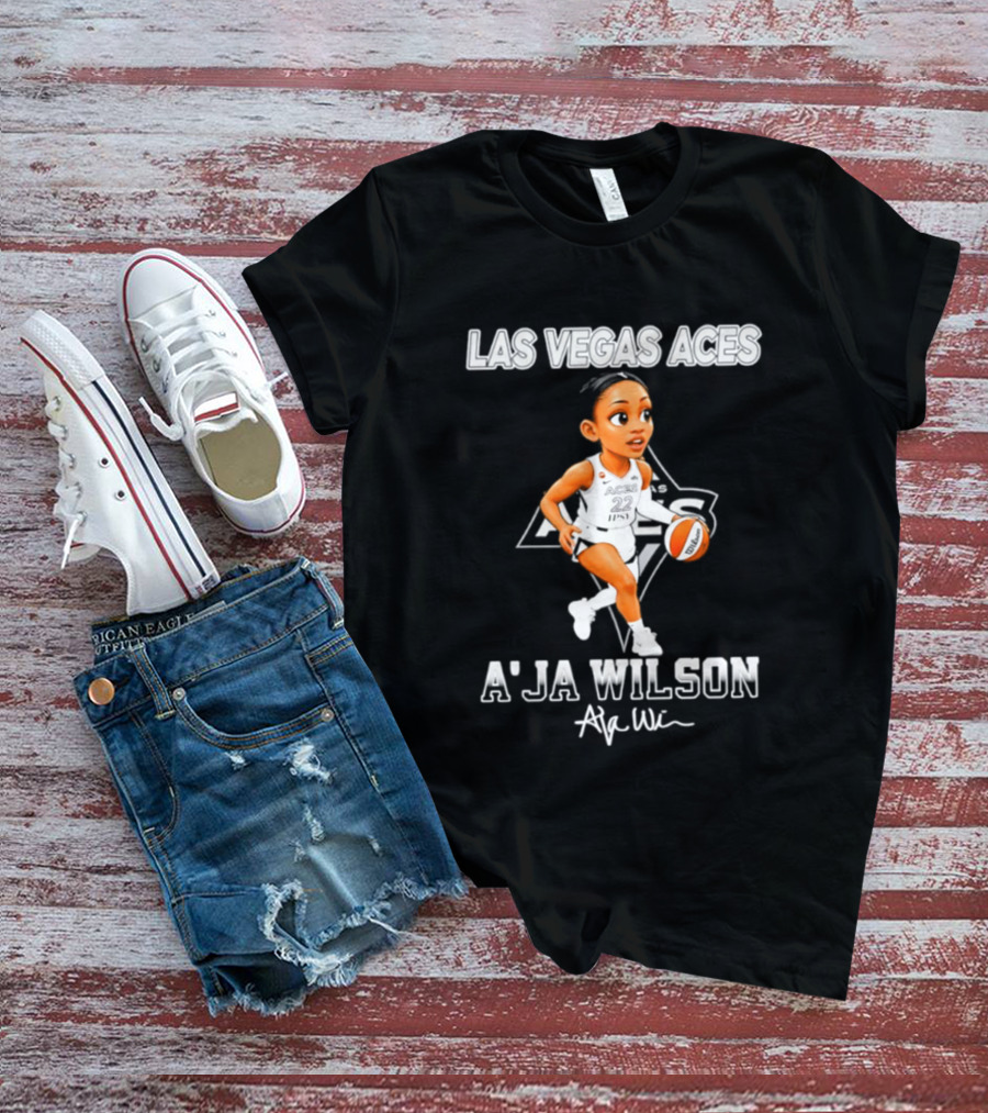 Las Vegas Aces A'ja Wilson Cartoon Basketball Player WNBA T-Shirt