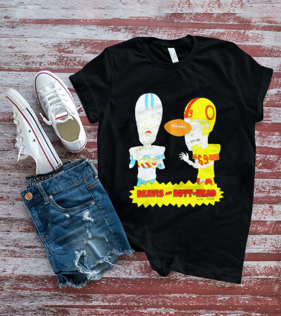 Beavis And Butt Head Football Parody Player Cartoons MTV Series 90s Humor T-Shirt