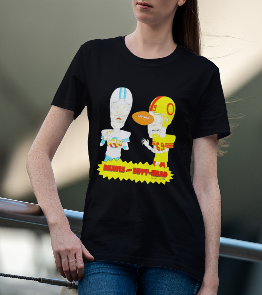 Beavis And Butt Head Football Parody Player Cartoons MTV Series 90s Humor T-Shirt