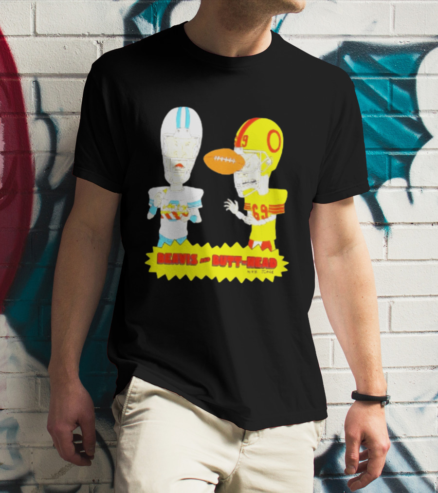 Beavis And Butt Head Football Parody Player Cartoons MTV Series 90s Humor T-Shirt