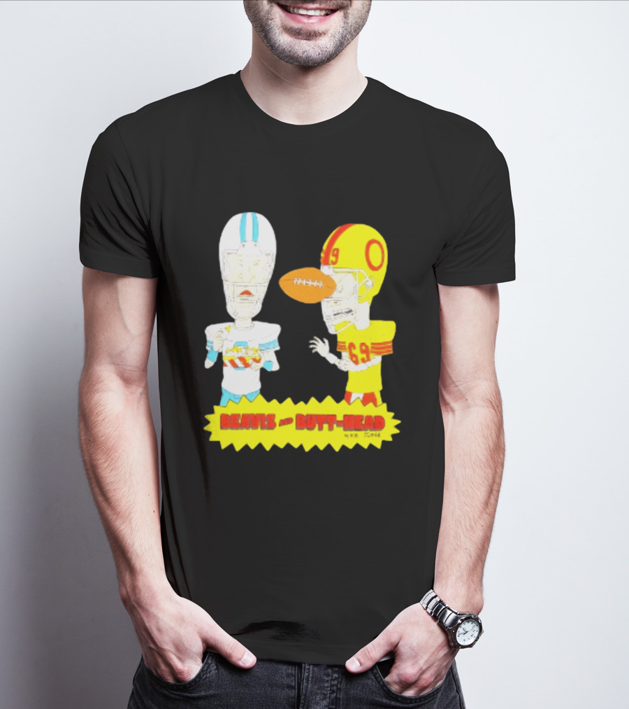 Beavis And Butt Head Football Parody Player Cartoons MTV Series 90s Humor T-Shirt