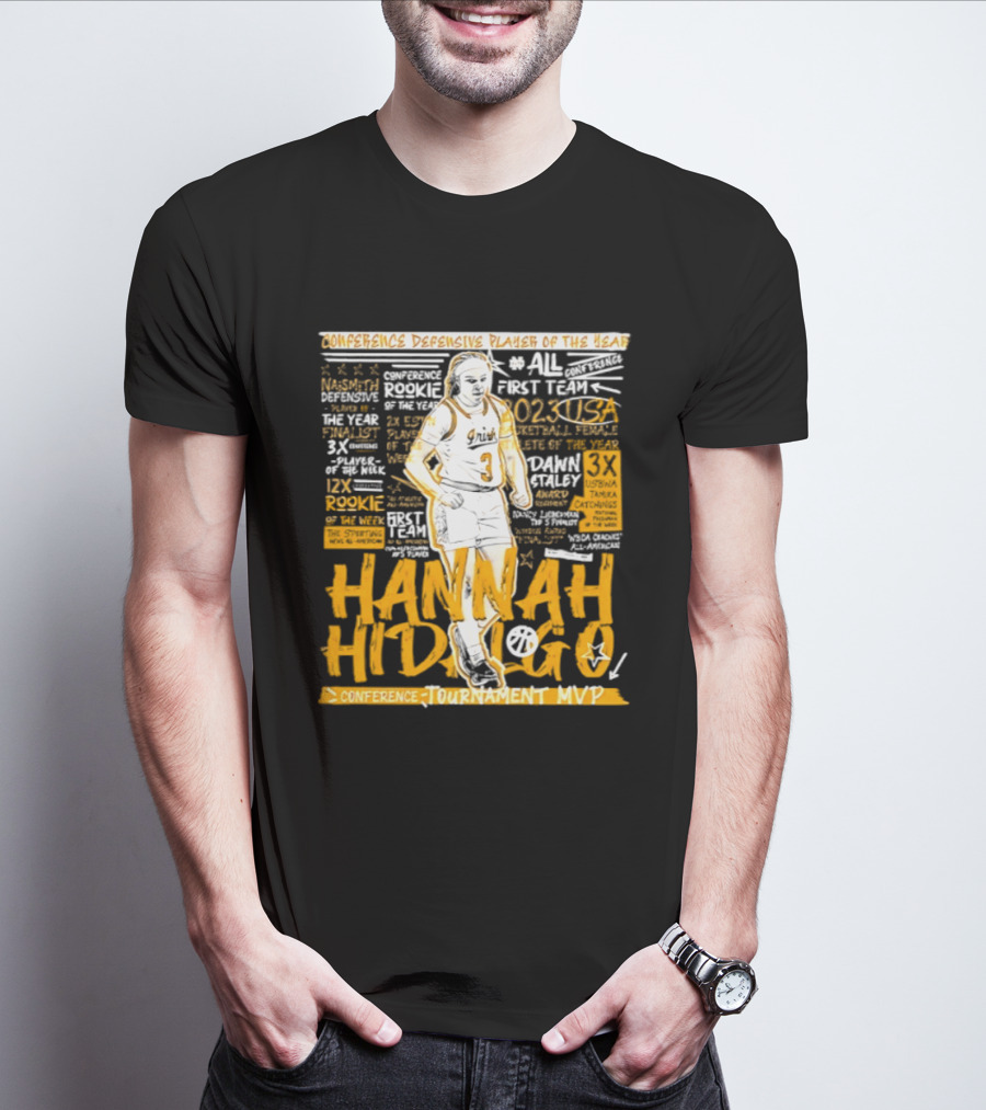 Hannah Hidalgo 2023 NCAA Conference Defensive Player Of The Year Tournament MVP Rookie Team Honors T-Shirt