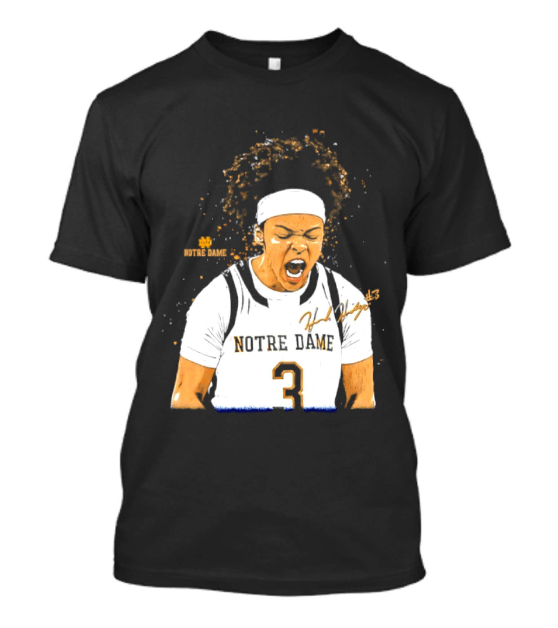 Notre Dame Basketball Hannah Hidalgo Caricature Number 3 NCAA Women's Player T-Shirt