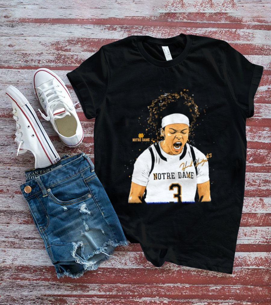 Notre Dame Basketball Hannah Hidalgo Caricature Number 3 NCAA Women's Player T-Shirt