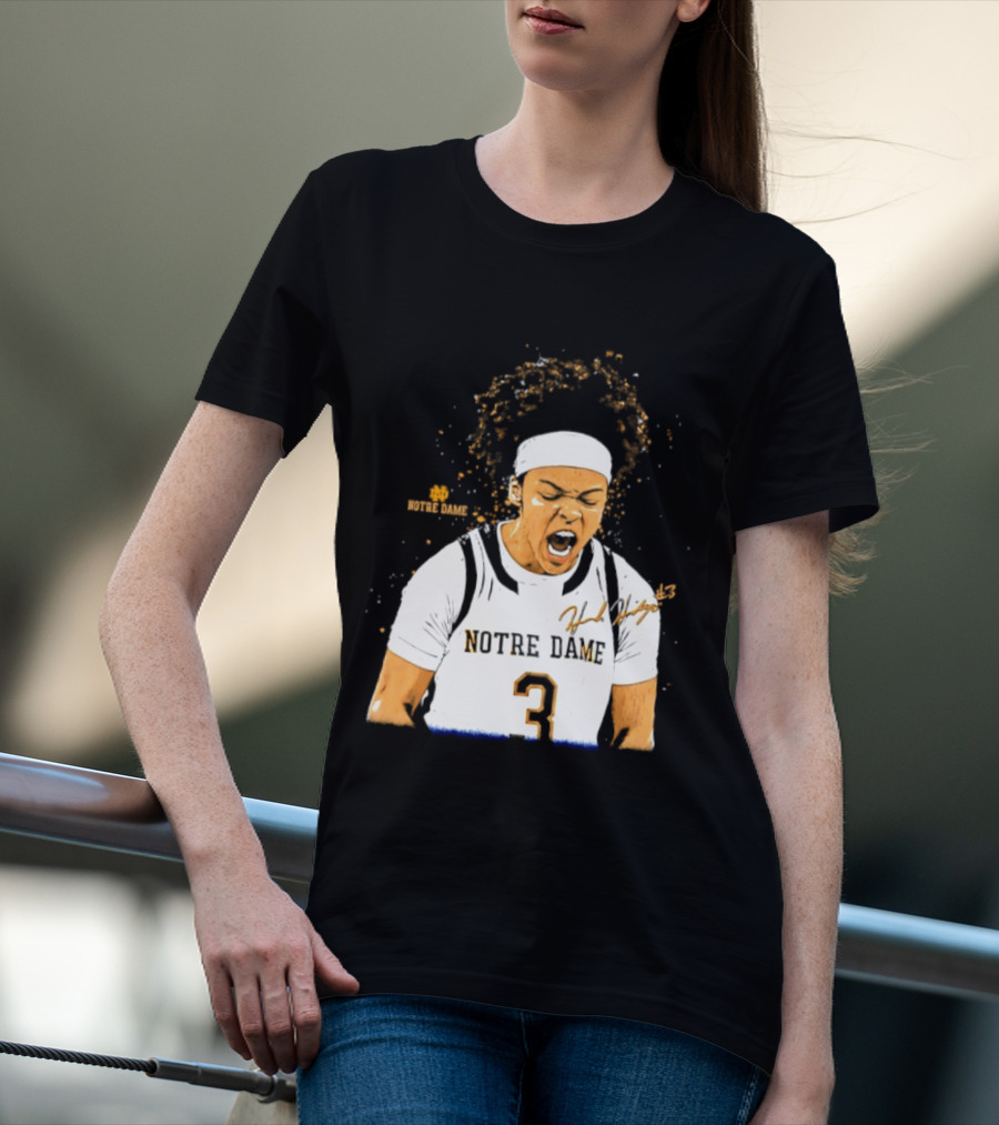 Notre Dame Basketball Hannah Hidalgo Caricature Number 3 NCAA Women's Player T-Shirt