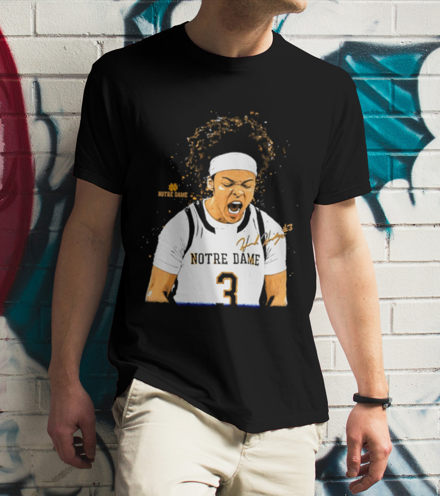 Notre Dame Basketball Hannah Hidalgo Caricature Number 3 NCAA Women's Player T-Shirt
